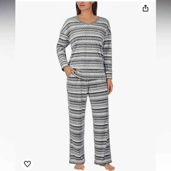 Nautica Ladies' 2-Piece Silky Stritch Fleece Sleepwear PJ Set Grey Size M - Picture 2 of 10